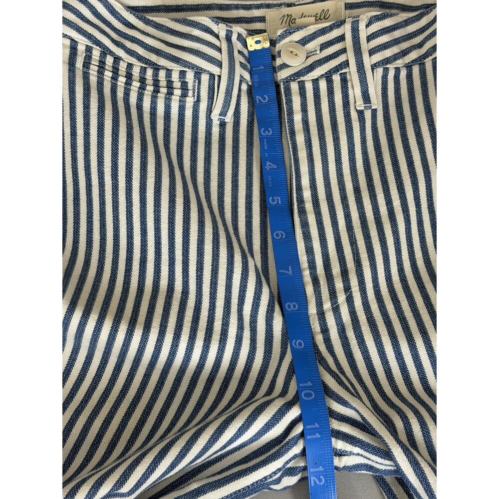 Madewell Wide Leg Pants Womens 25 Blue White Stripe Preppy High Rise Crop - Picture 10 of 12